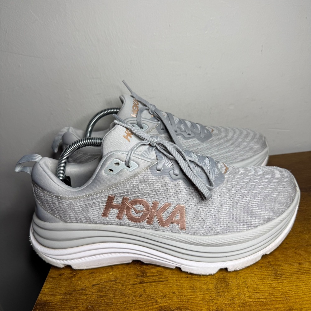 Hoka Gaviota 5 Running Shoes Women Size 10.5 Gray Rose Gold 1134235 HMRG